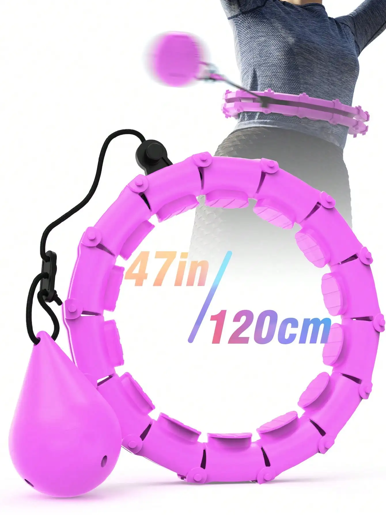 Weighted Circle With 24 Links For Adults Weight Loss, Fitness Hoop Plus Size, For Women Smart Exercise Equipment
