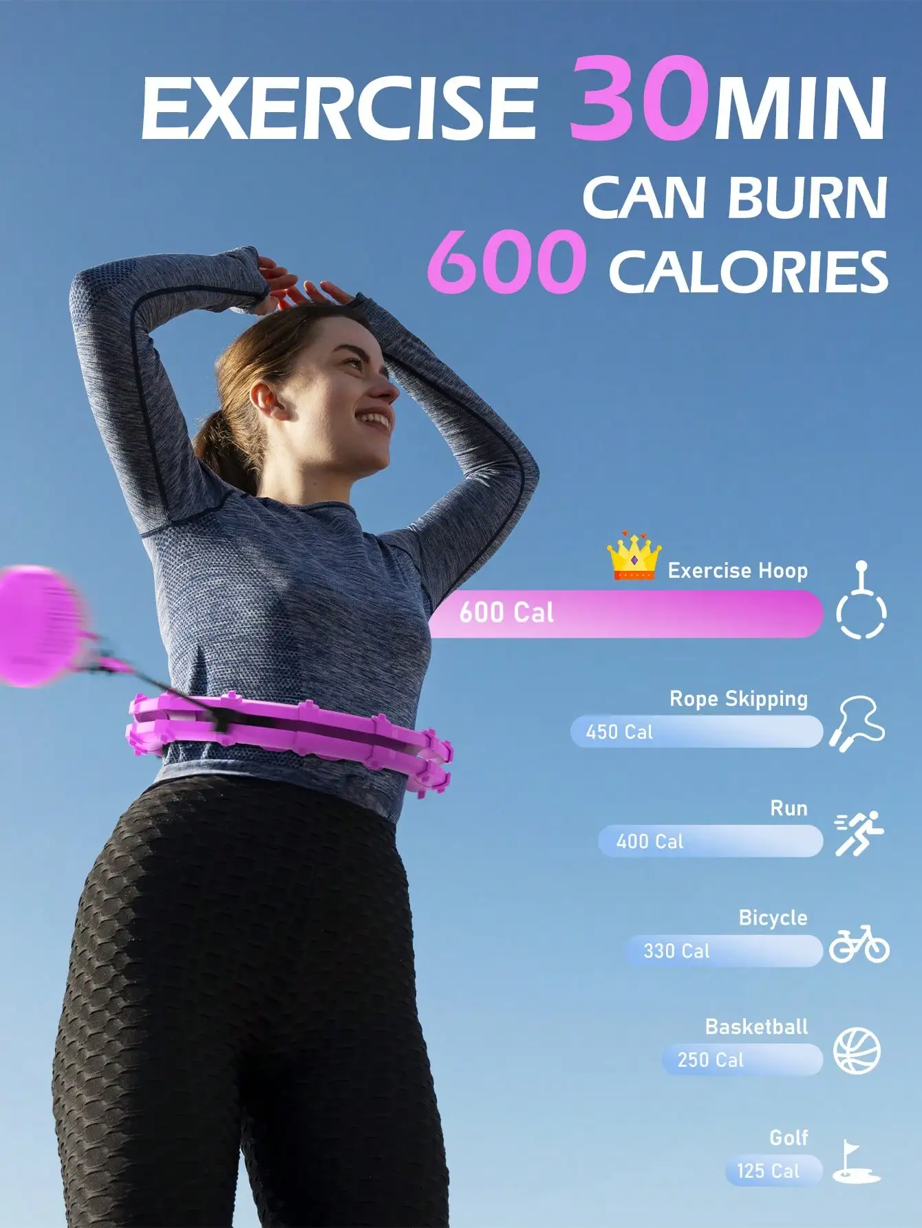 Weighted Circle With 24 Links For Adults Weight Loss, Fitness Hoop Plus Size, For Women Smart Exercise Equipment