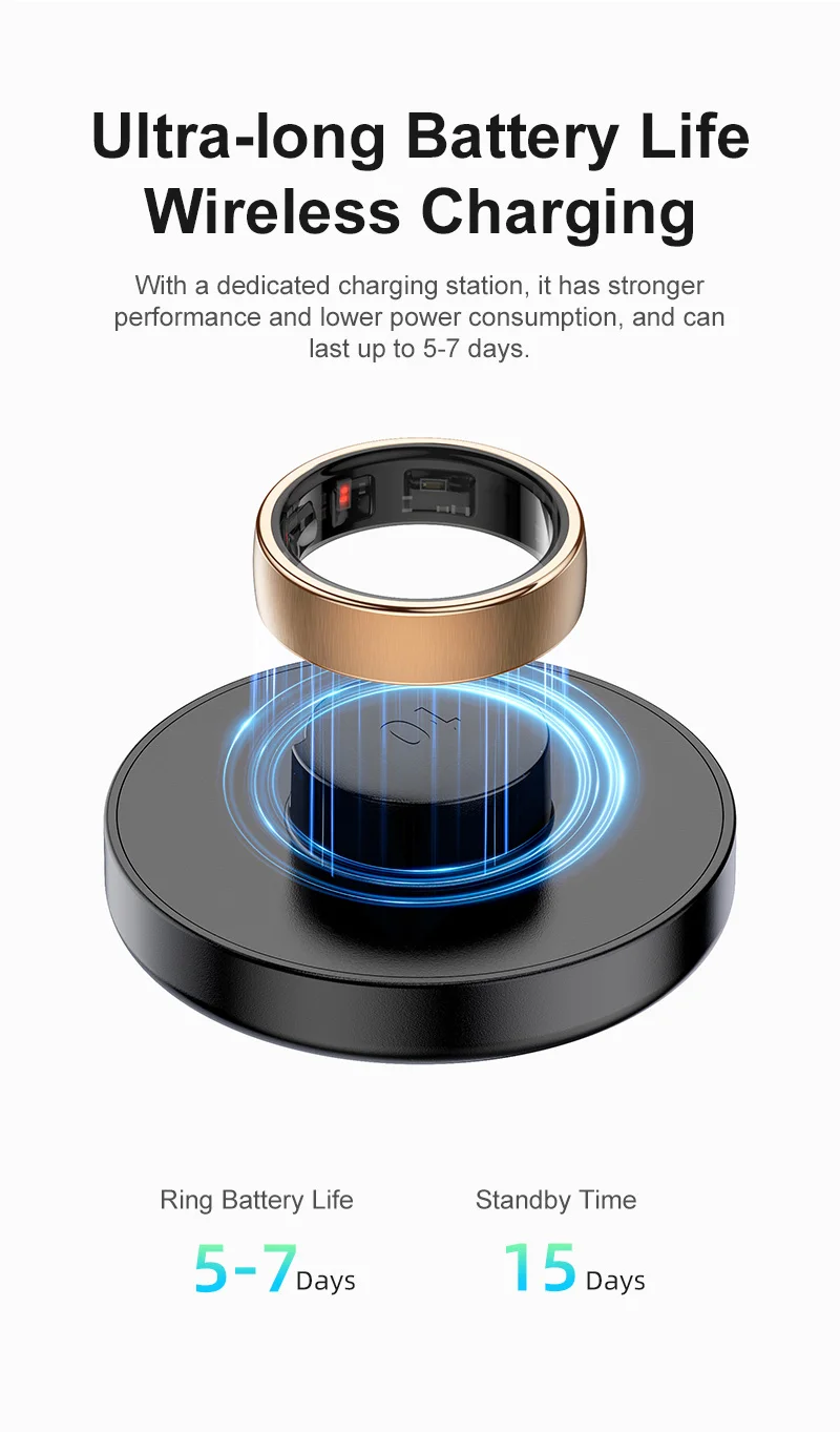 R10 Smart Ring For Men Women with Wireless Charging,SkinTemperature Health and Sleep Monitor,Multi-sport Modes For Andriod IOS