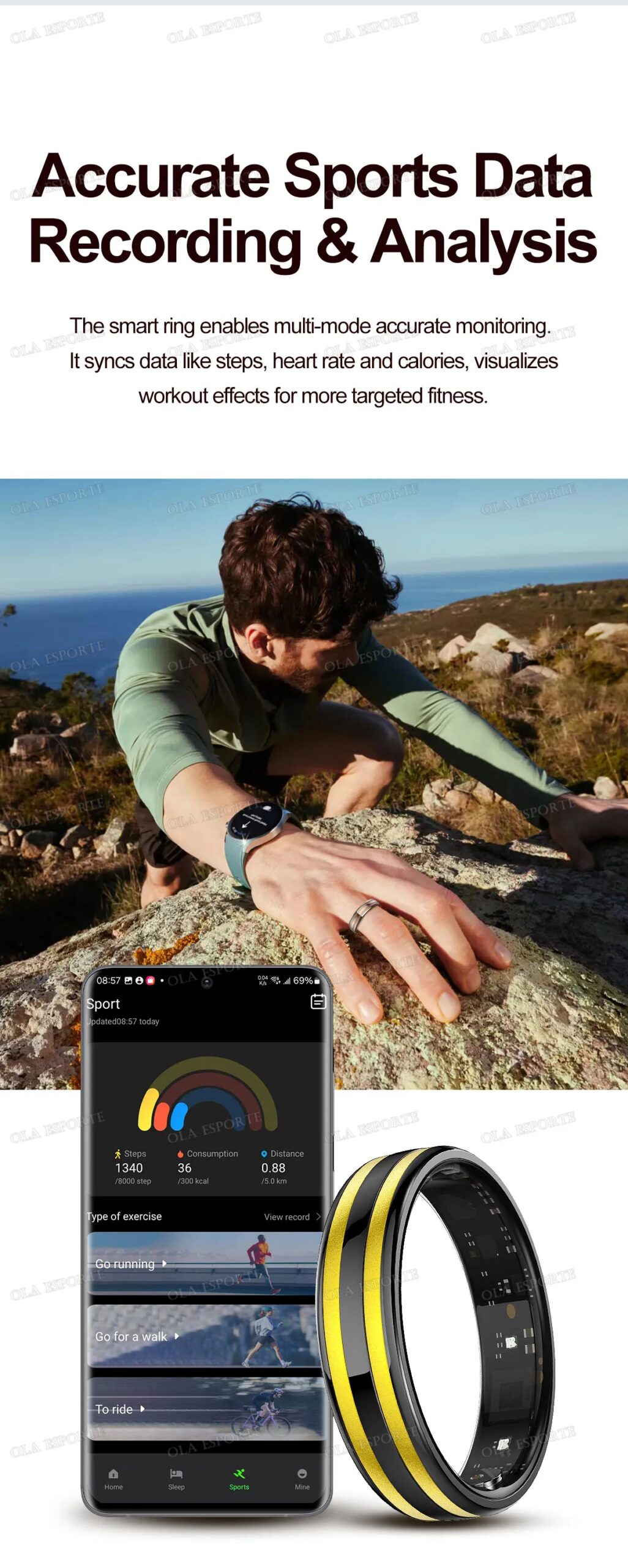 Gesture Sensing Smart Ring Health Monitor Smart Ring Outdoor Waterproof Ring Real HRV Monitor Heart Rate Blood Oxygen Sport Ring