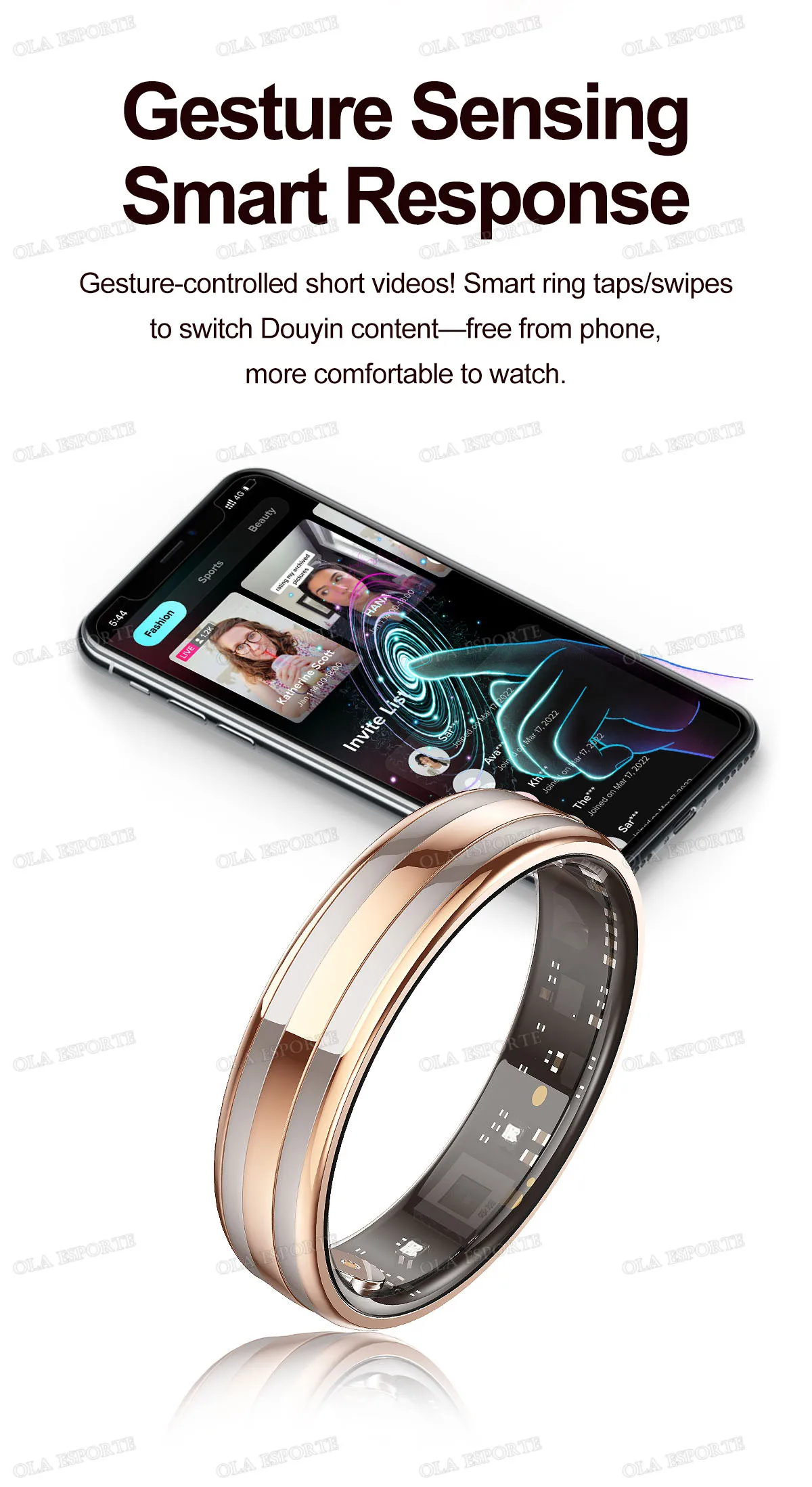 Gesture Sensing Smart Ring Health Monitor Smart Ring Outdoor Waterproof Ring Real HRV Monitor Heart Rate Blood Oxygen Sport Ring