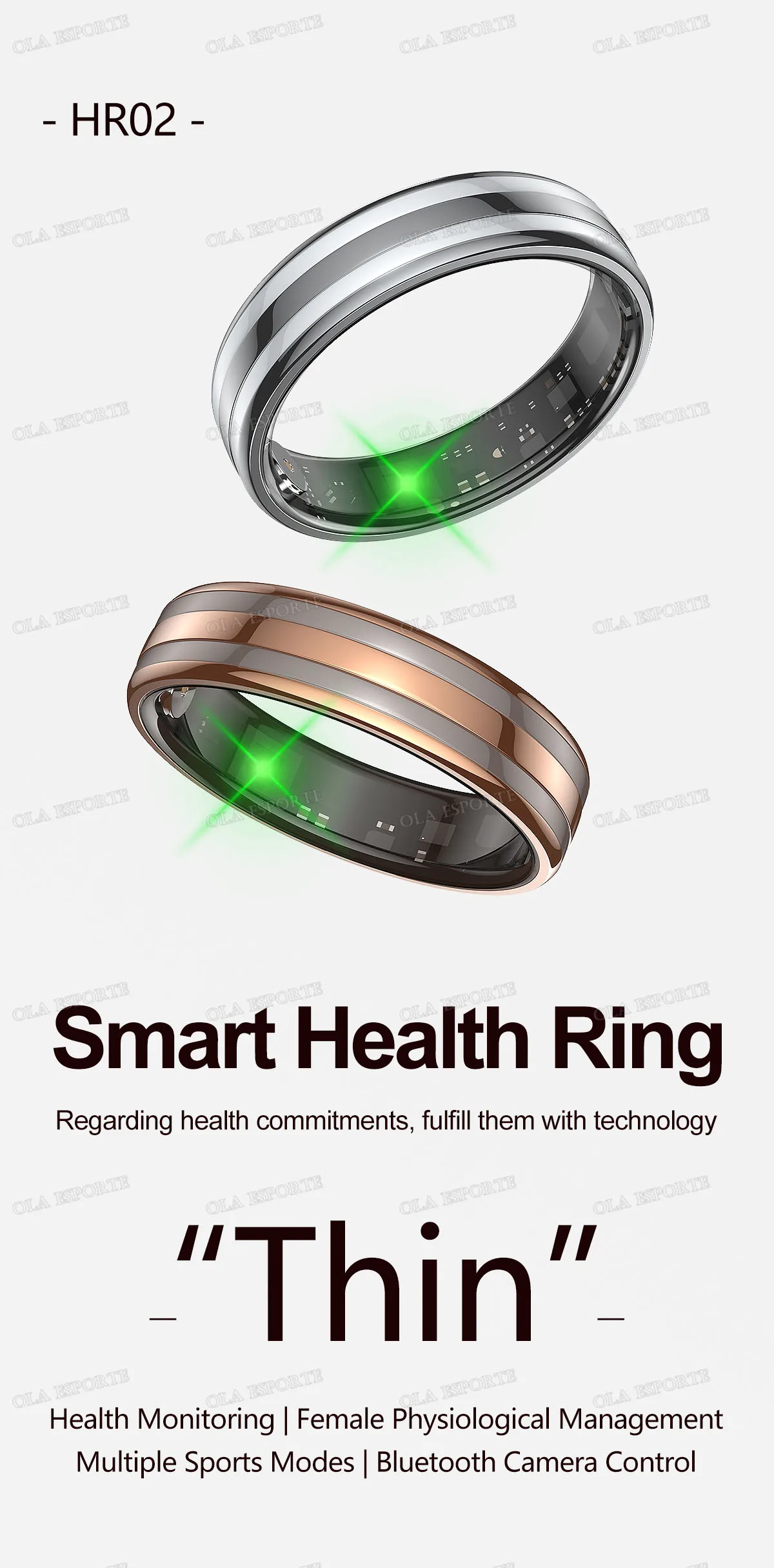 Gesture Sensing Smart Ring Health Monitor Smart Ring Outdoor Waterproof Ring Real HRV Monitor Heart Rate Blood Oxygen Sport Ring