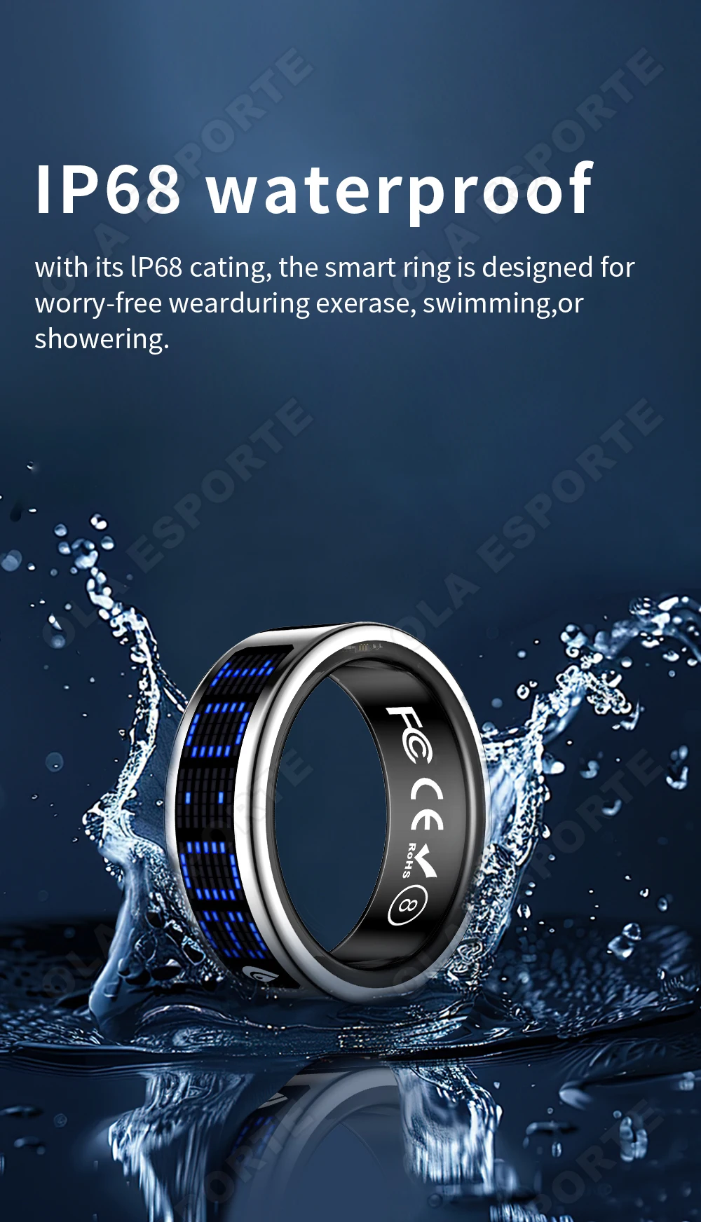 2026 Smart Ring Men Women LED Display Screen Heart Rate Blood Oxygen Monitor 5ATM Waterproof Multi Sports Mode Gifts For Android
