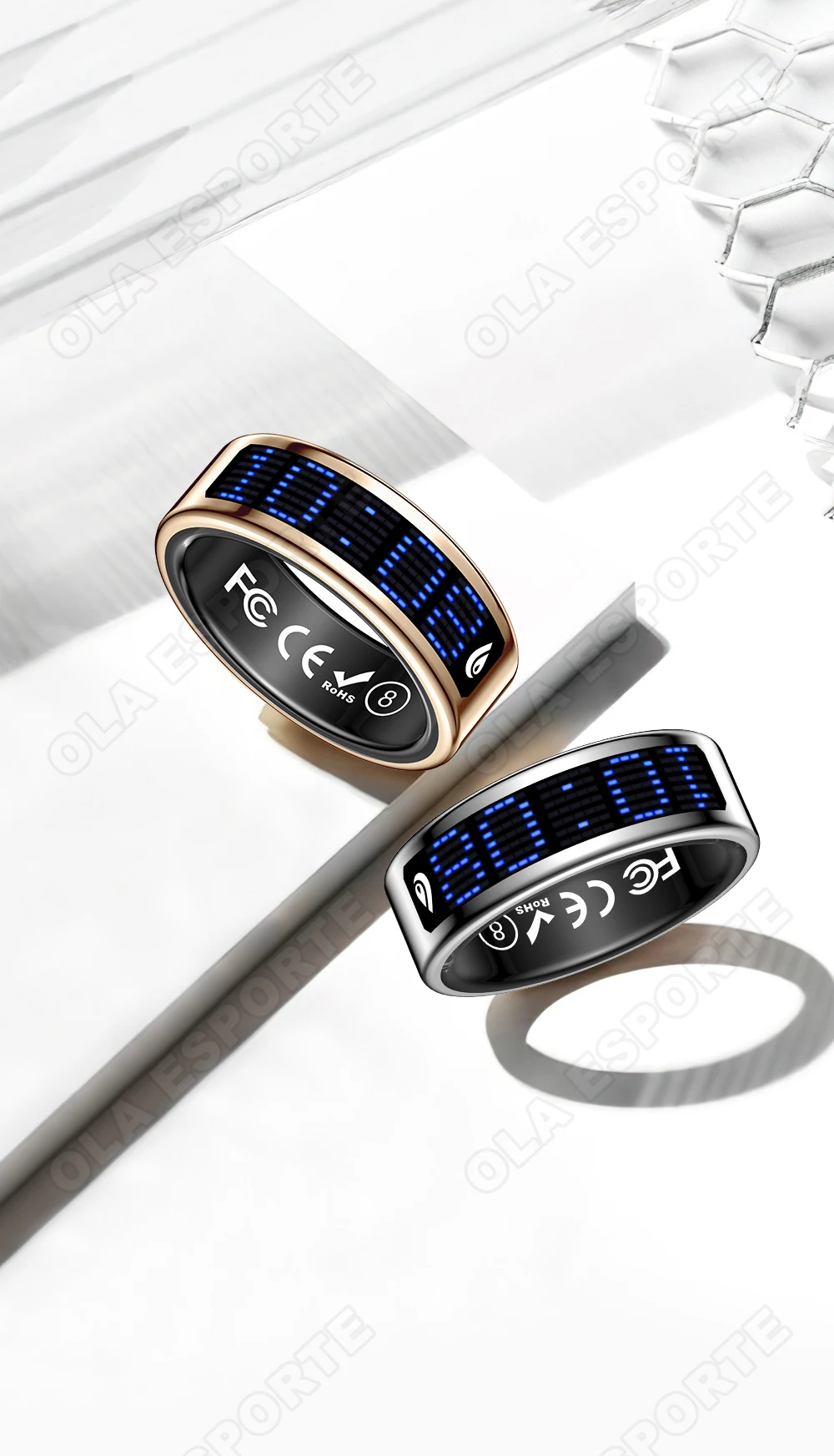 2026 Smart Ring Men Women LED Display Screen Heart Rate Blood Oxygen Monitor 5ATM Waterproof Multi Sports Mode Gifts For Android