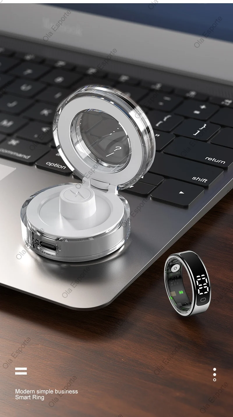 2025 Smart Ring with Display Screen and Touch, Wireless Charging Case,Health Manager, 5ATM Waterproof For Men Women R12 R13 Ring