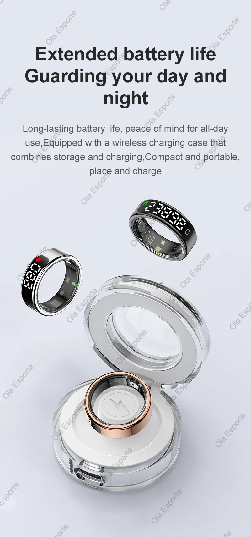 2025 Smart Ring with Display Screen and Touch, Wireless Charging Case,Health Manager, 5ATM Waterproof For Men Women R12 R13 Ring