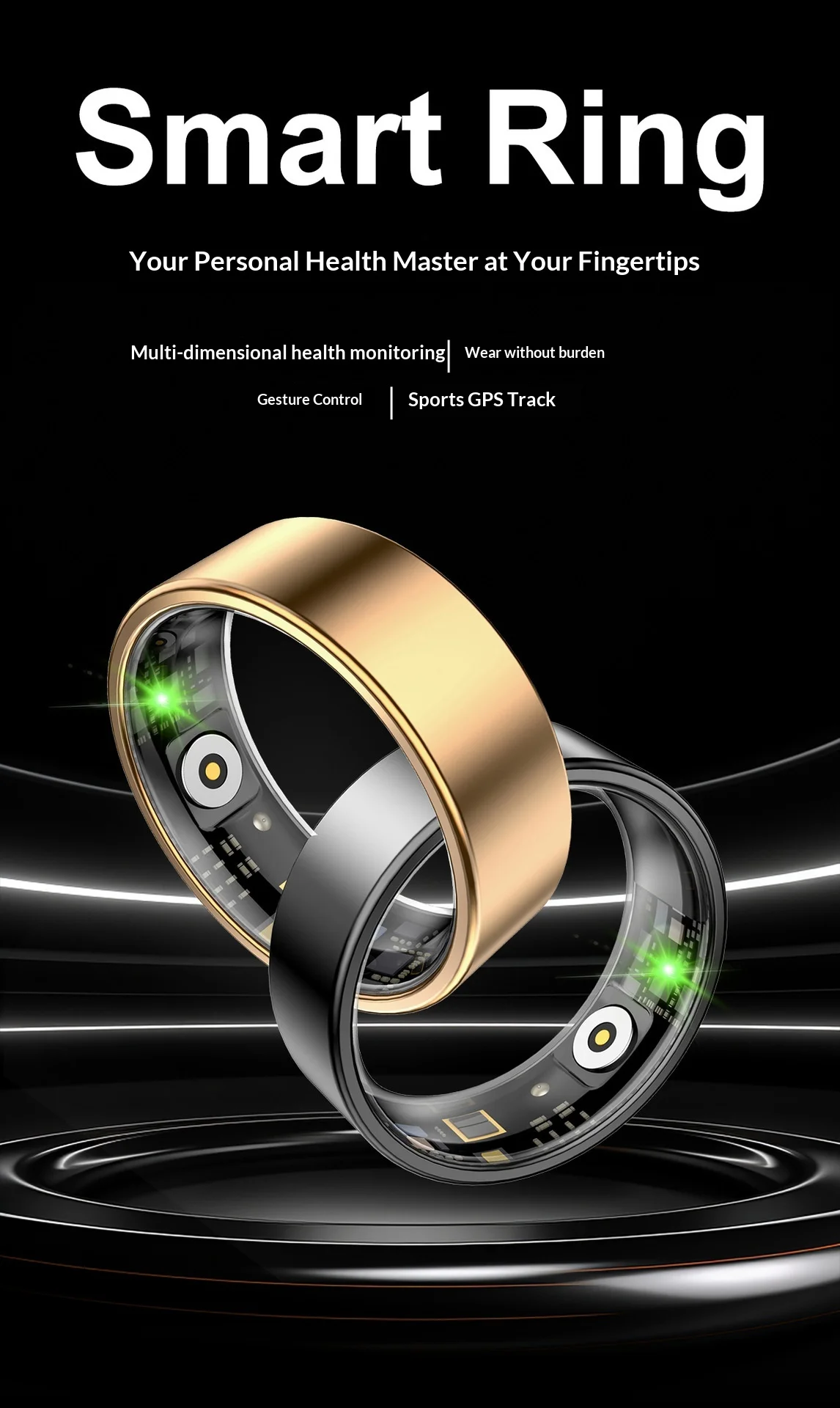 Luckring Smart Ring Fitness Step Tracker Gesture Control Heart Rate Hrv Blood Oxygen Scientific Sleep Monitor For Sports Lovers