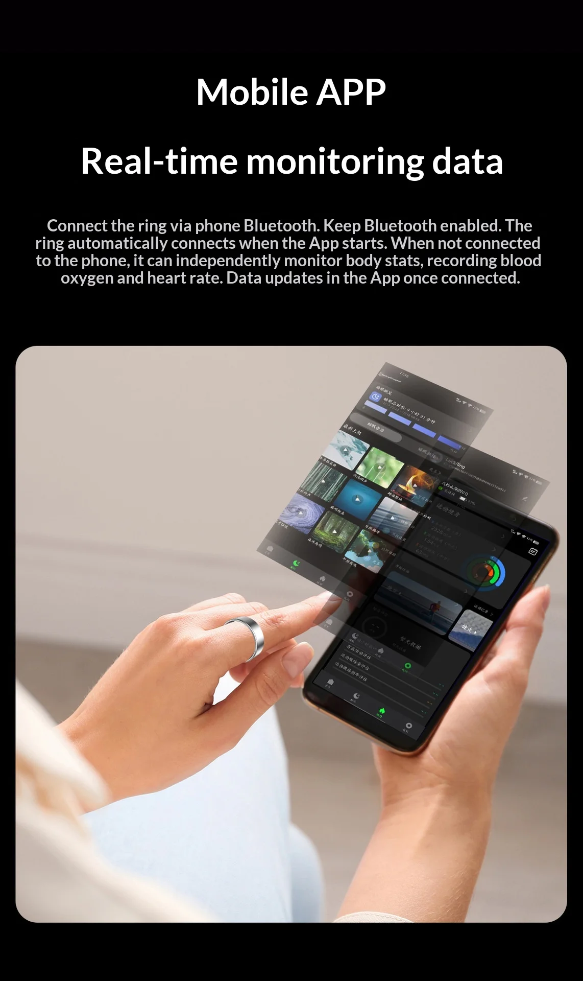 Luckring Smart Ring Fitness Step Tracker Gesture Control Heart Rate Hrv Blood Oxygen Scientific Sleep Monitor For Sports Lovers