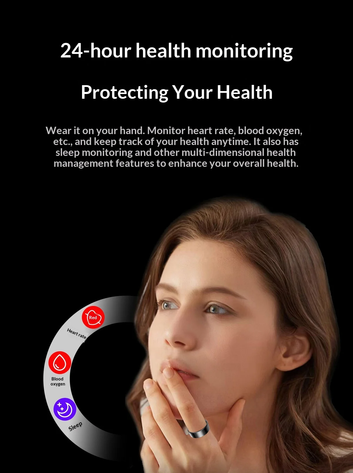 Luckring Smart Ring Fitness Step Tracker Gesture Control Heart Rate Hrv Blood Oxygen Scientific Sleep Monitor For Sports Lovers