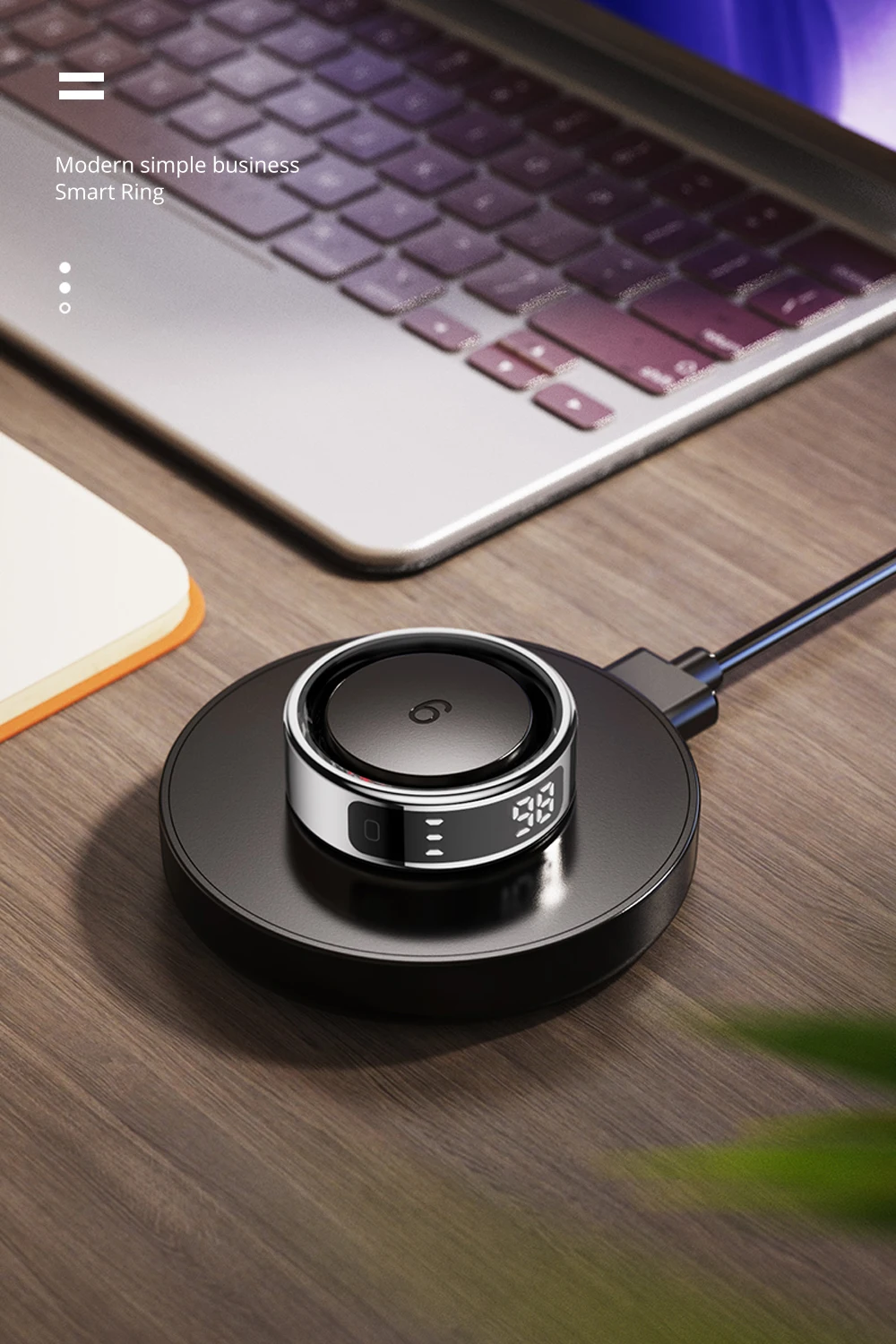 2025 COLMI R12 Smart Ring with Display Screen and Touch, Wireless Charging, Health Manager, 5 ATM Waterproof For Men Women