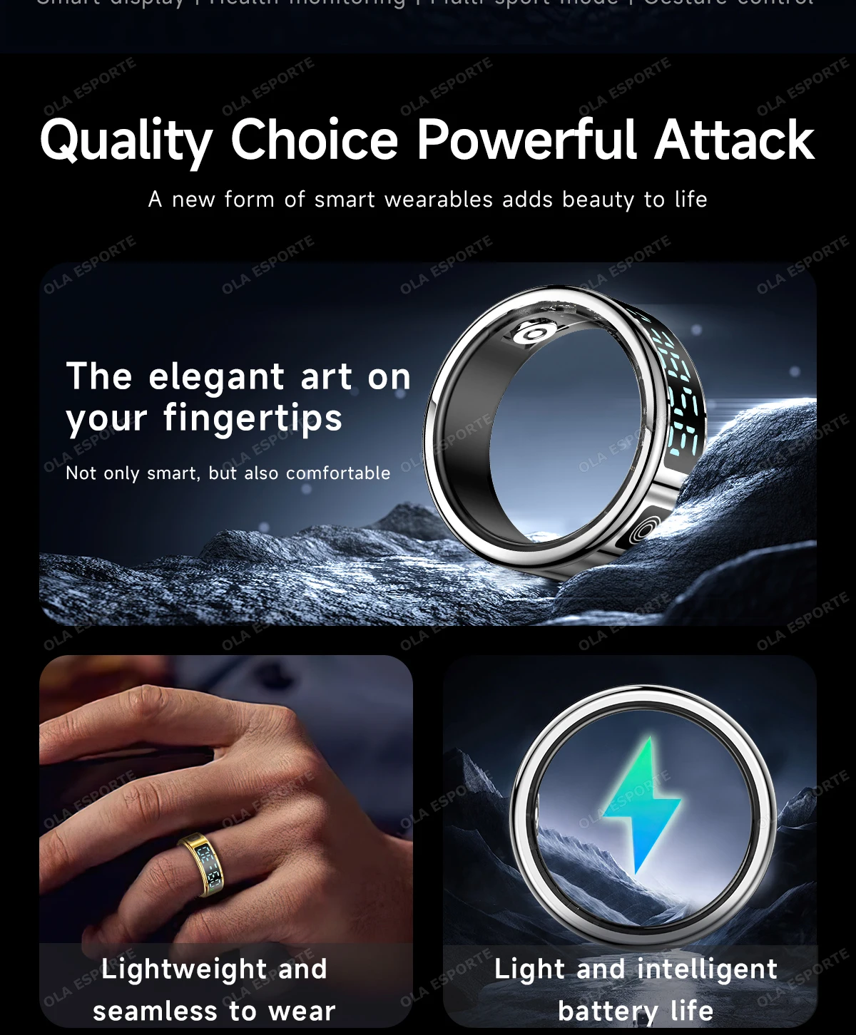 2025 Smart Ring with Display Screen and Touch, Wireless Charging, Health Manager, 5 ATM Waterproof For Men Women Rings R12 R11
