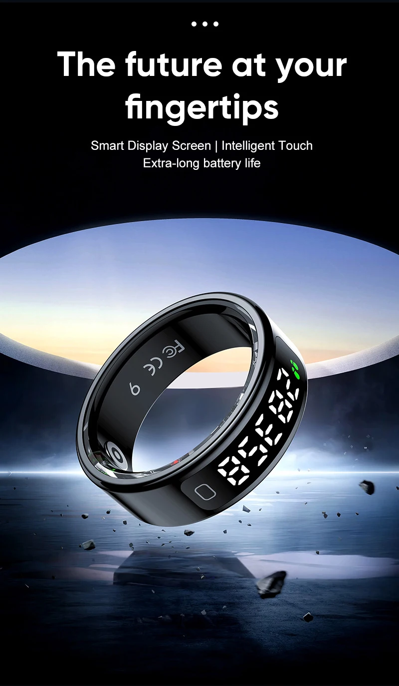 2026 R11C Smart Ring Men Women LED Display Screen Health Ring Heart Rate Sleep Monitor Waterproof Smartring for Android IOS