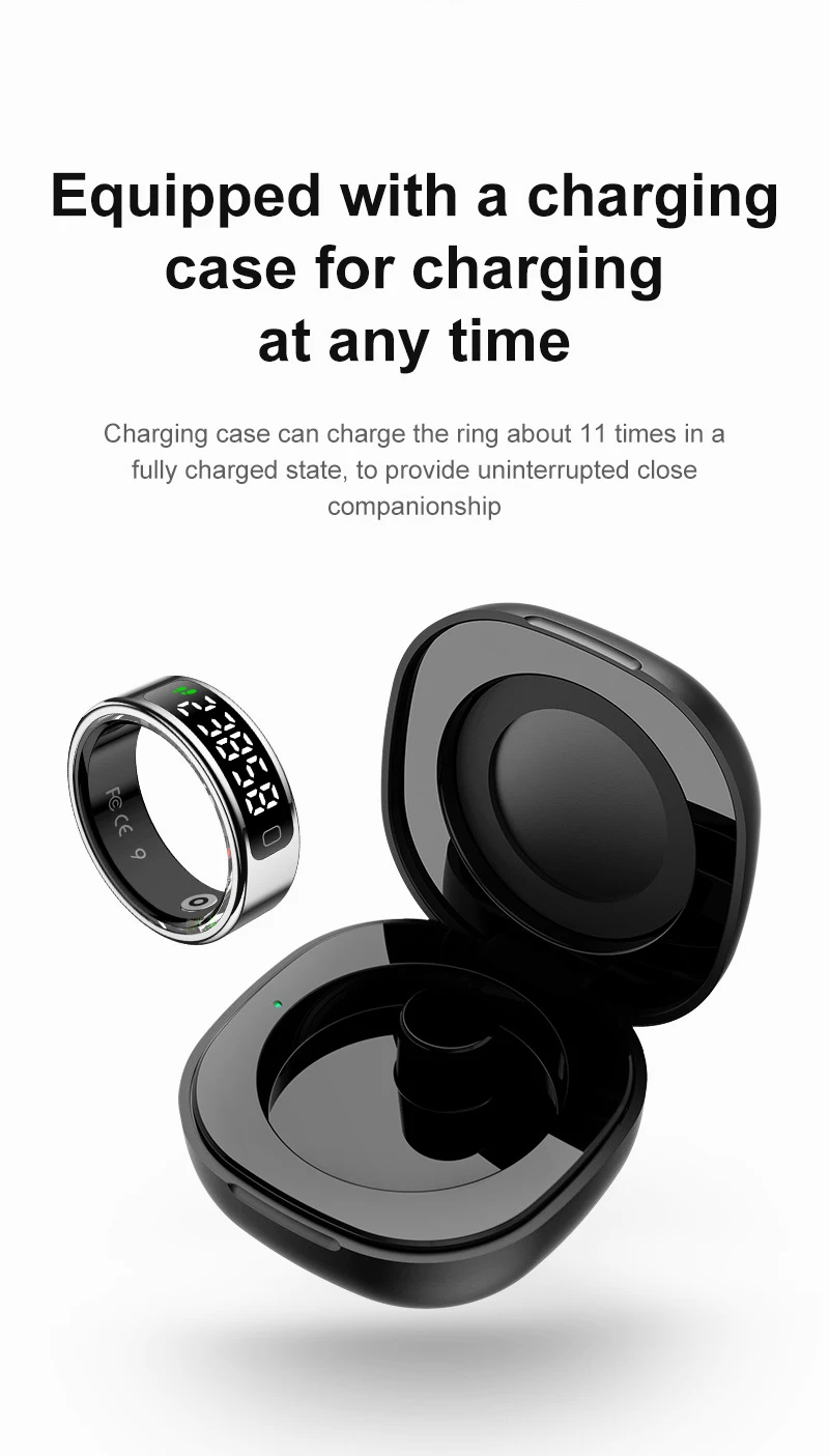 2026 R11C Smart Ring Men Women LED Display Screen Health Ring Heart Rate Sleep Monitor Waterproof Smartring for Android IOS