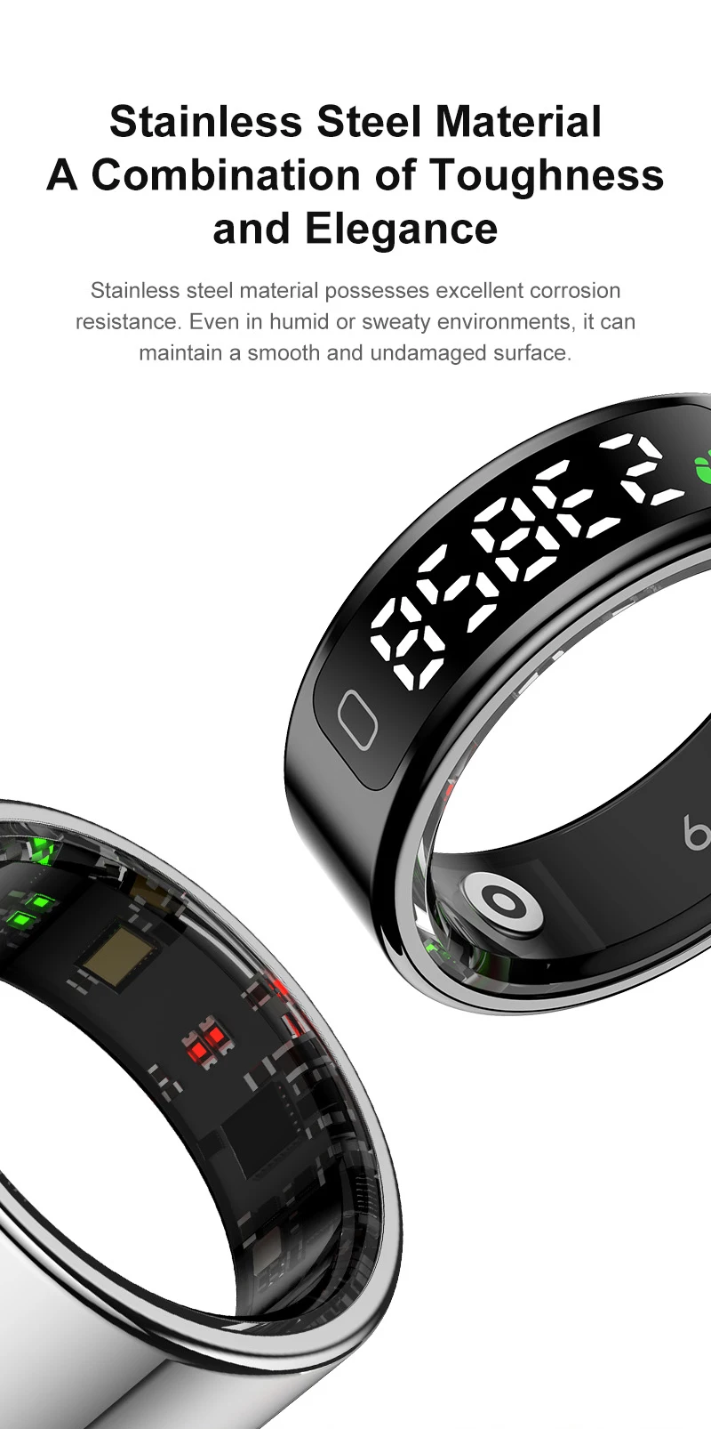 2026 R11C Smart Ring Men Women LED Display Screen Health Ring Heart Rate Sleep Monitor Waterproof Smartring for Android IOS