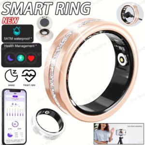 Diamond Fashion Women Smart Ring With Box IP68 Waterproof Lady ring Heart Rate Health Monitor Sports Pedometer Fitness Rings New