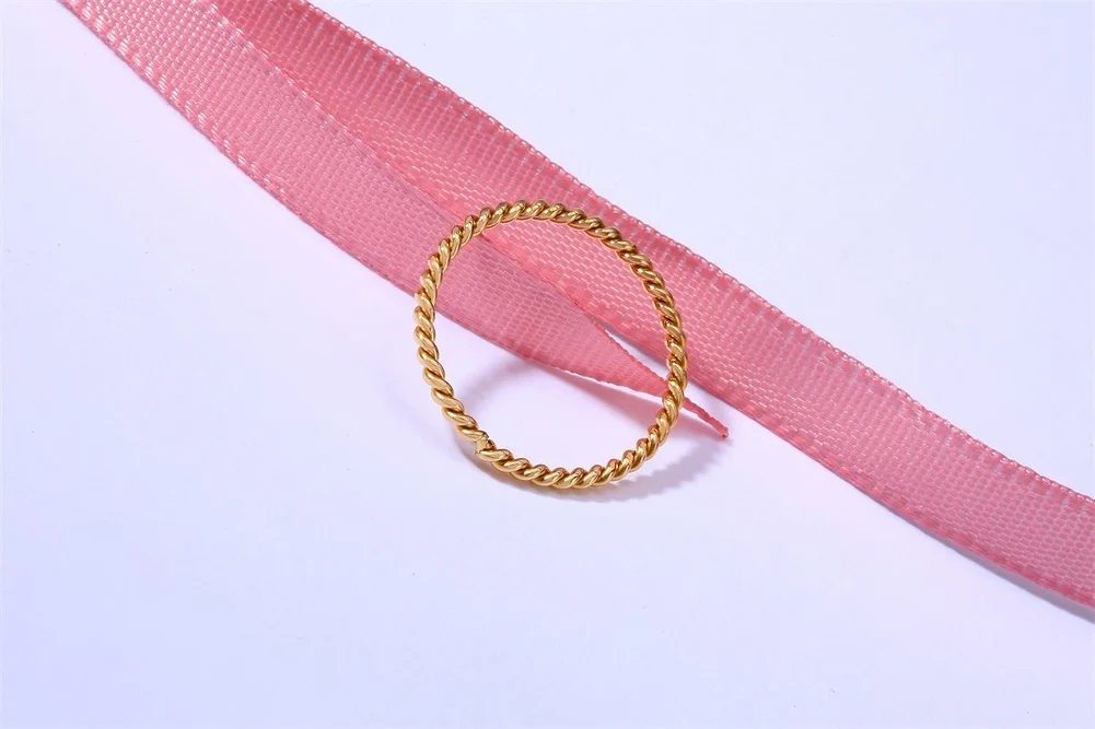 Chic Twisted Rope Slim Ring for Women, Stainless Steel Metal Wedding Rings Finger Band, New Elegant Simple Vintage Party Jewelry