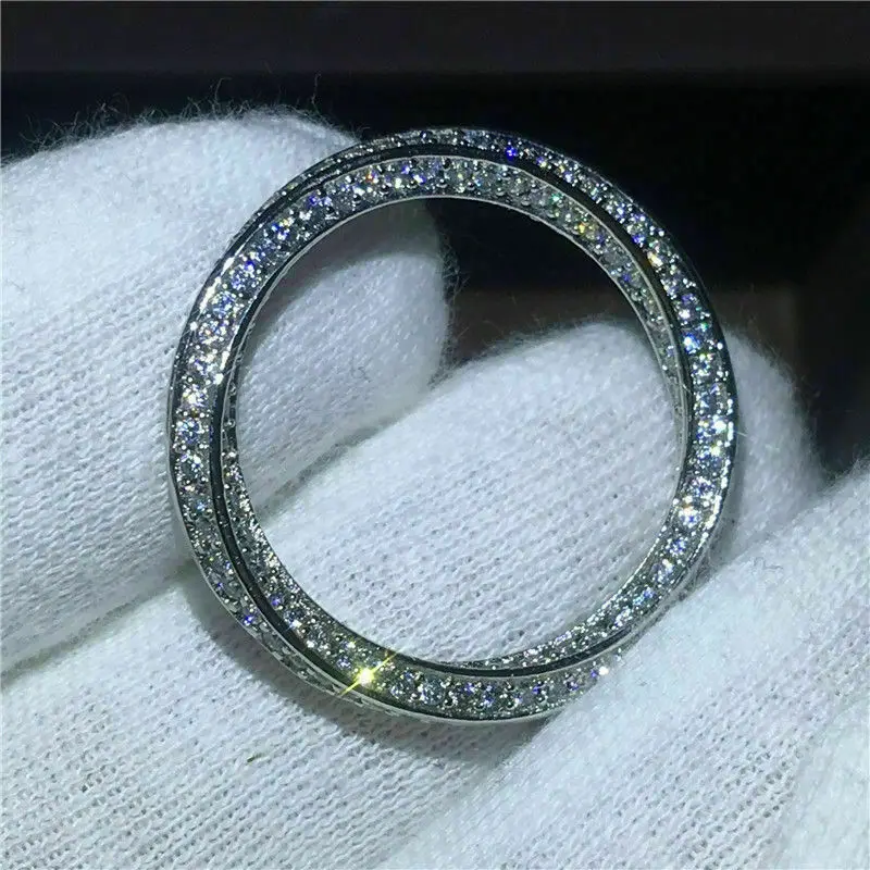 Huitan New Design Classic Band Wedding Ring for Women Micro Paved Small Round CZ Stone Silver Color Simple Marriage Jewelry Ring