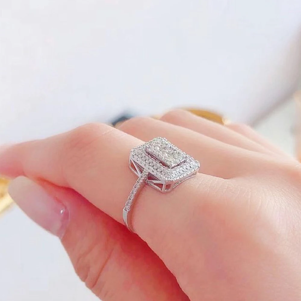 Huitan Bling Bling Women's Wedding Engagement Rings 2022 New Trend Jewelry Fashion Versatile Design Female Rings for Party Gifts