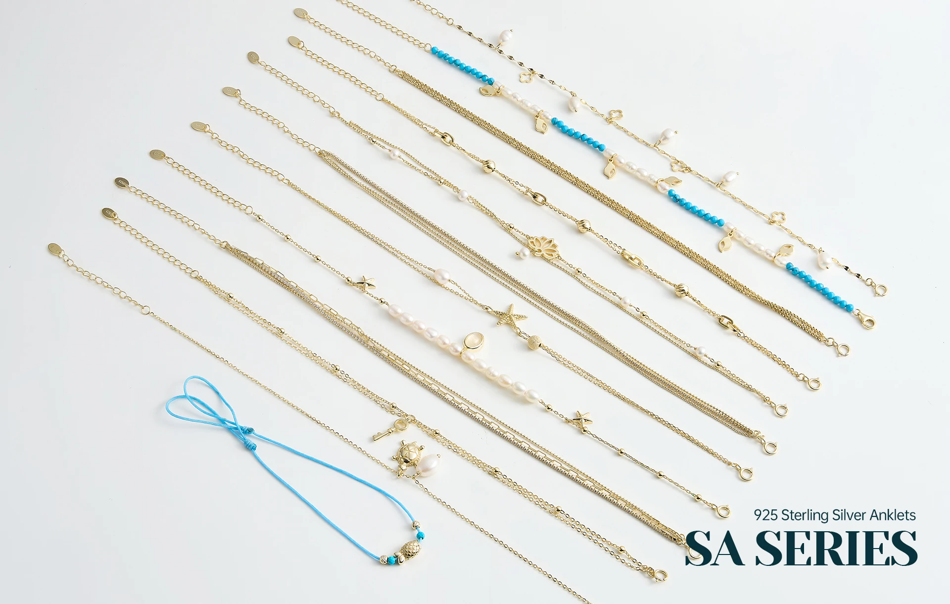 Rinntin 925 Sterling Silver 3 Layered Chain Anklet for Women Girls Summer Sexy Beach Foot Chain Ankle Straps Jewelry SA104