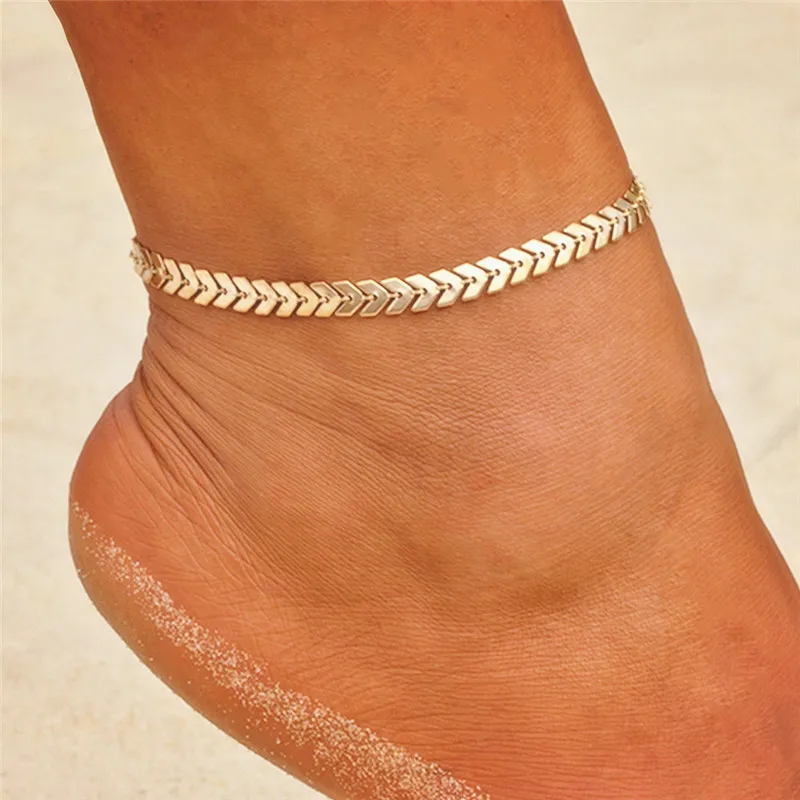 LETAPI Two Layers Chain Heart Style Gold/Silver Color Anklets For Women Bracelets Summer Barefoot Sandals Jewelry On Foot Leg