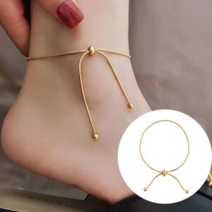 Stainless Steel Adjustable Anklet for Woman Round Snake Chain Pull-Out Anklet Button Birthday Gift Jewelry on Foot Wholesale