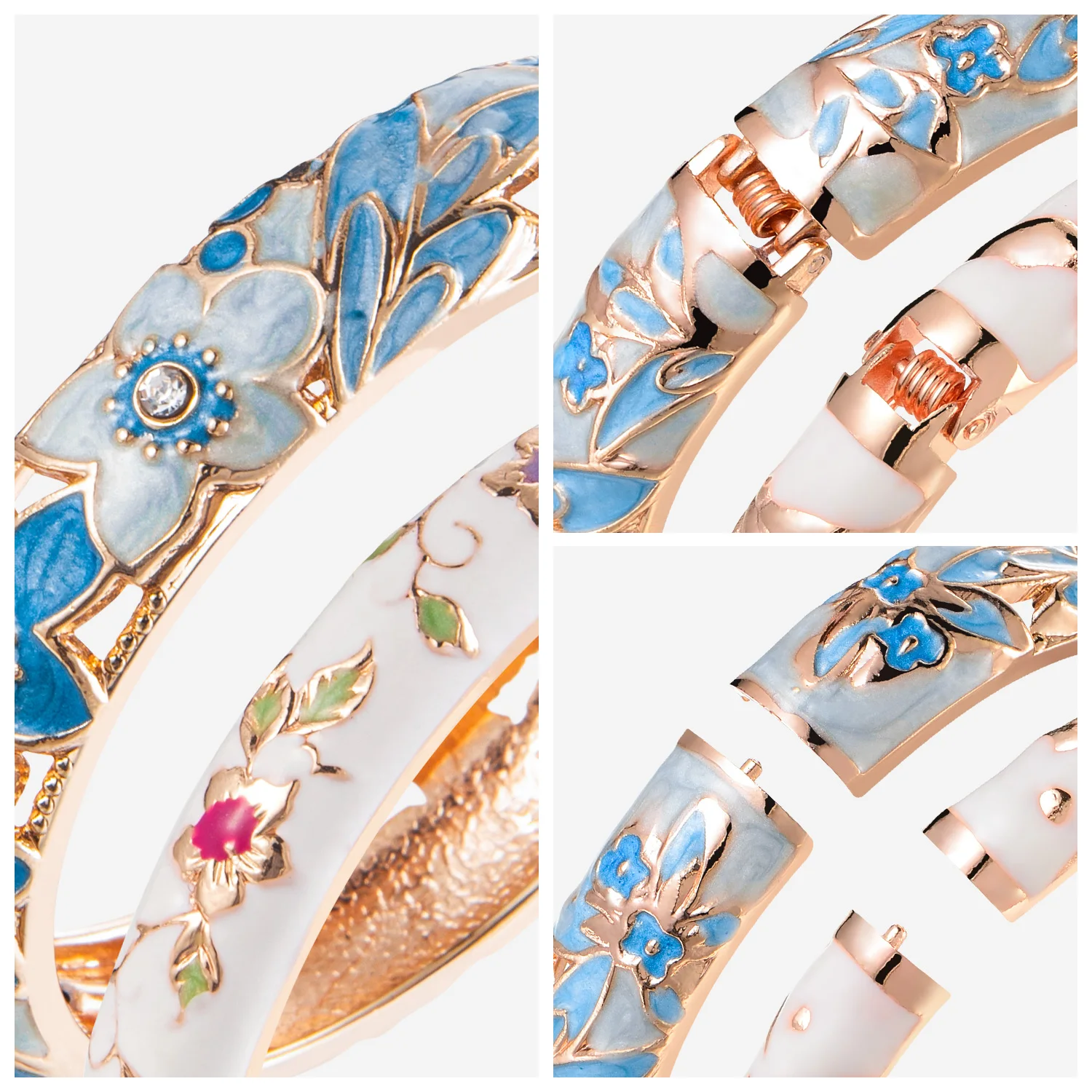 Bangle For Women Double Enamel Bangle Set Cloisonne Women's Jewelry Accessories Indian Style Dubai Trendy Metal Bracelet On Hand