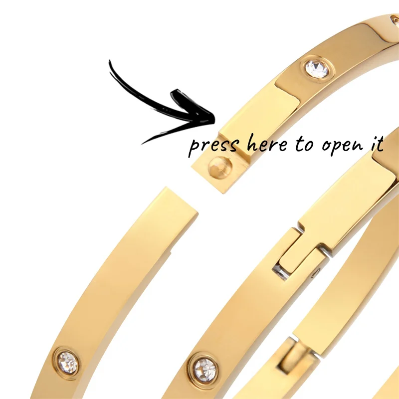 6mm 4mm Stainless Steel Bangles For Women Bracelets On Hand Lady Women's Fashion Jewelry Rhinestone Designer Gift Titanium Steel