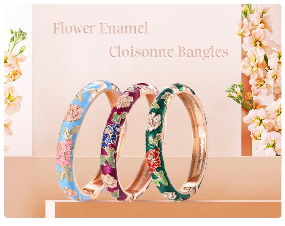 Enameled Bracelets For Women Flower Women Bangles Indian Chinese Viking Bracelet On Hand African Jewelry Dubai Women's Gift Girl