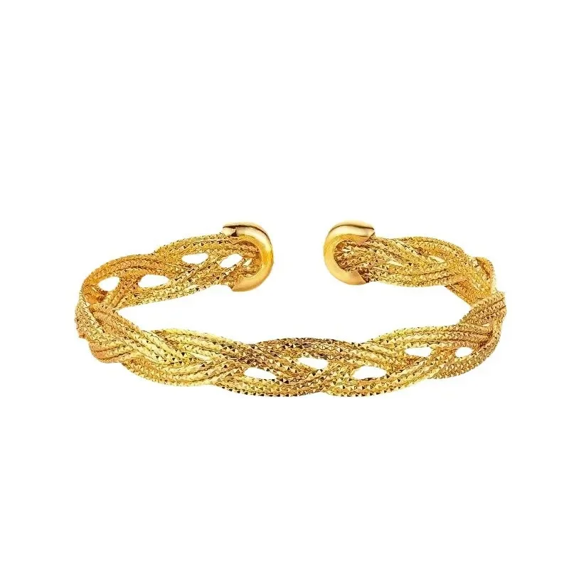 18K No Demolding Weaving Hemp Rope Real 18k Gold Bangles for Woman High-quality Luxury AU750 Bangles Party Banquet Fine Jewelry