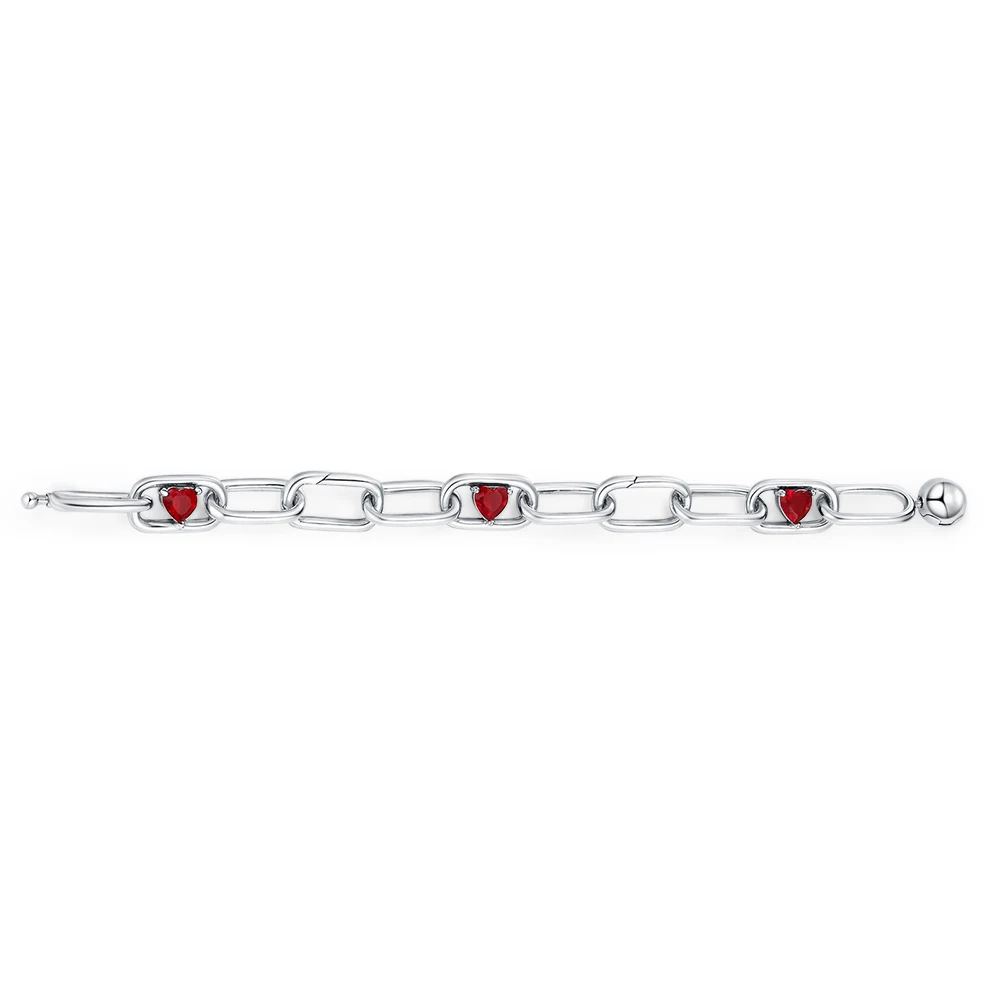 New 925 Sterling Silver Bracelet Red Heart Rainbow Gem Me Bracelet For Woman Lovers Charms Jewelry DIY Making Gifts Holiday Fine