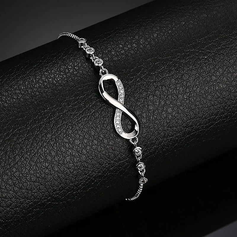 Fine 925 Sterling Silver Crystal Bracelets For Women Fashion Vintage Knot Adjustable Charm Bracelets Party Wedding Jewelry Gifts