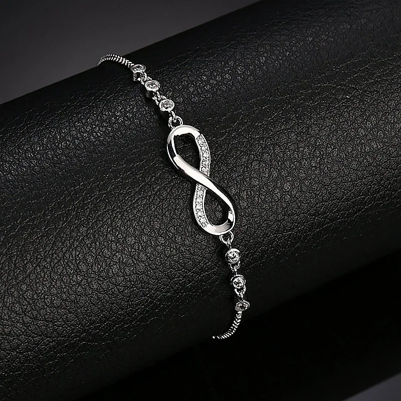 Fine 925 Sterling Silver Crystal Bracelets For Women Fashion Vintage Knot Adjustable Charm Bracelets Party Wedding Jewelry Gifts