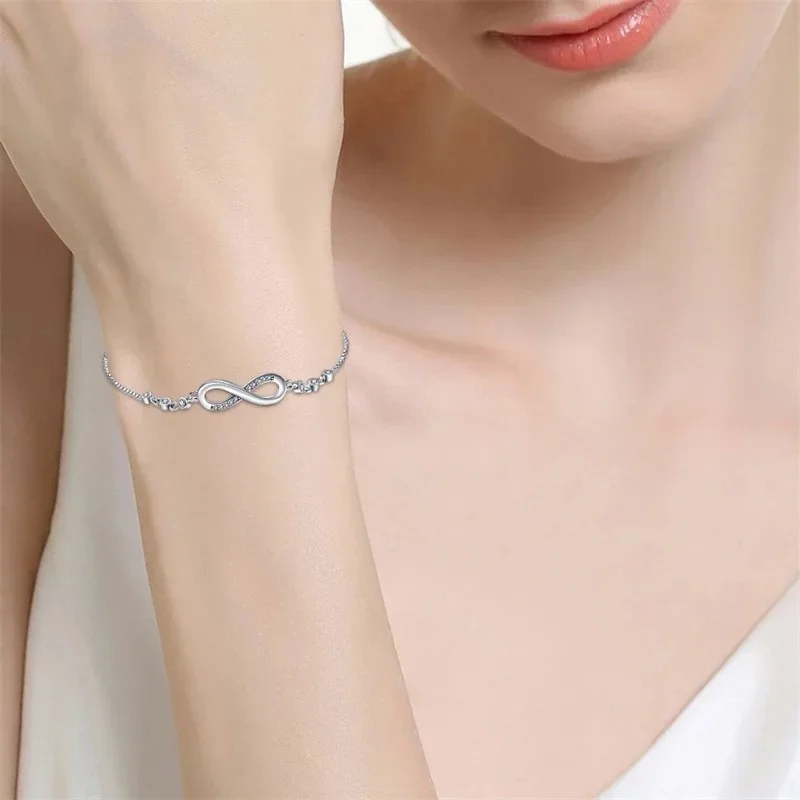 Fine 925 Sterling Silver Crystal Bracelets For Women Fashion Vintage Knot Adjustable Charm Bracelets Party Wedding Jewelry Gifts